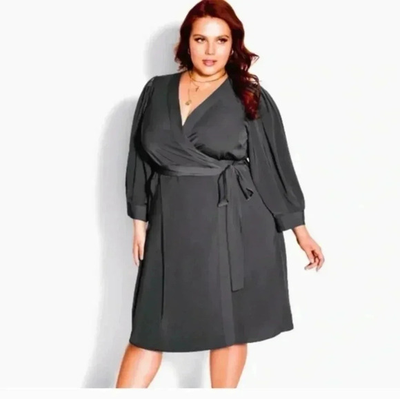City Chic Dresses & Skirts - City Chic Black Sultry True Wrap Plus Size Contemporary Casual Dress(XXL/24)